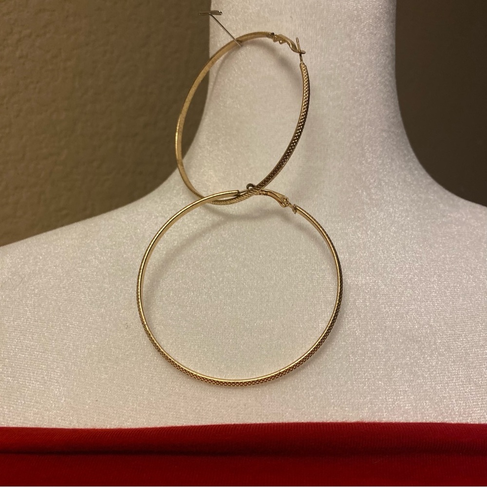 Gold Textured Hoop Earrings